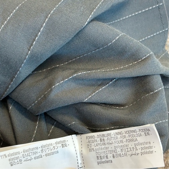 Zara charcoal gray pinstripe bustier corset top strapless raw unfinished hem L - Picture 14 of 16